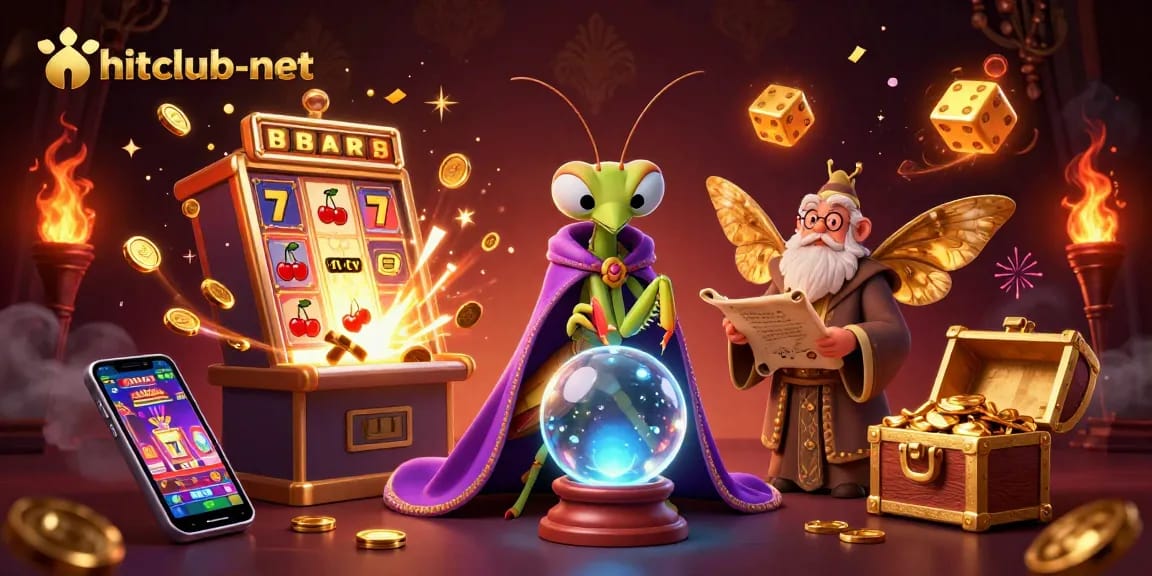 Engage with hitclub-net's vibrant casino scene featuring a fortune teller and thrilling game elements.