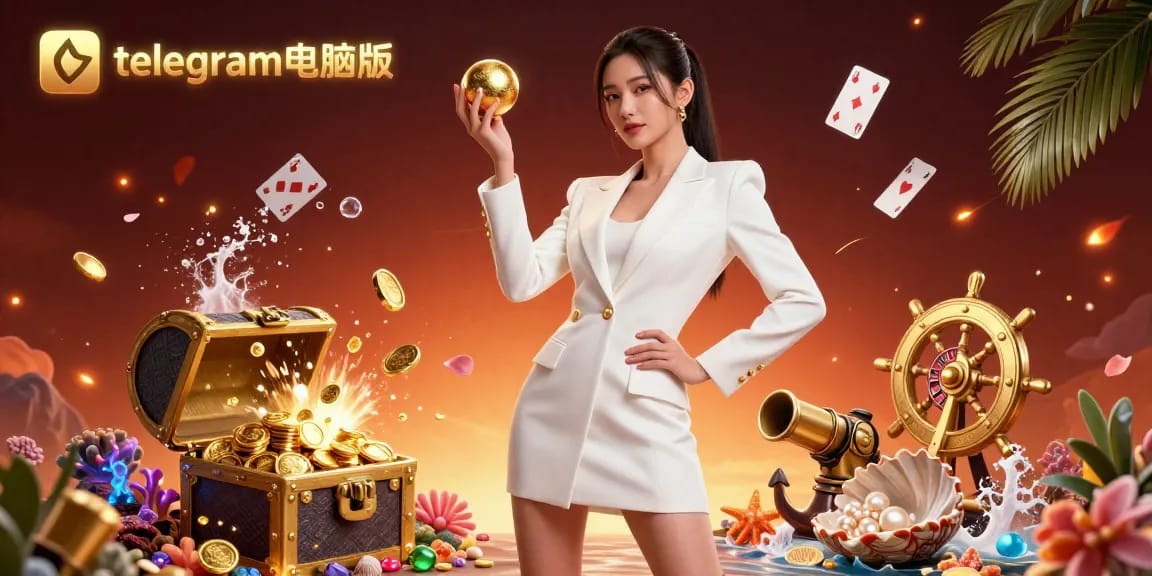 在充满活力的3D赌场场景中与telegram电脑版互动，场景包含轮盘和宝藏。