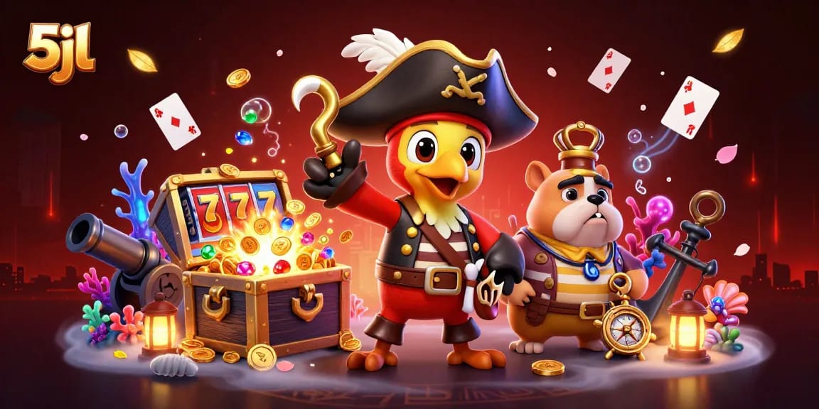 Engage 5jl players with vibrant slot-themed pirate adventure featuring treasure and gaming elements.