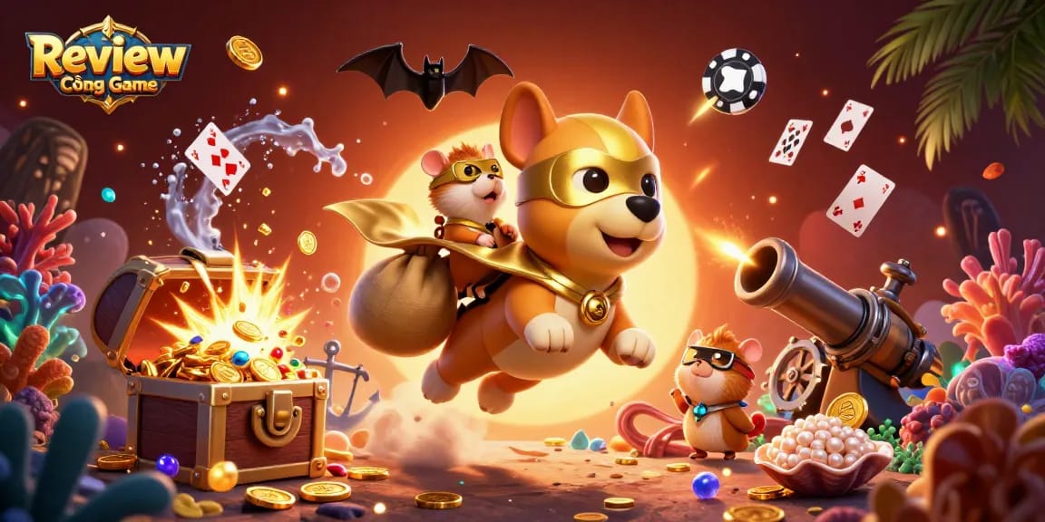 Experience thrilling action and winning opportunities with Review Cổng Game in a vibrant casino scene.