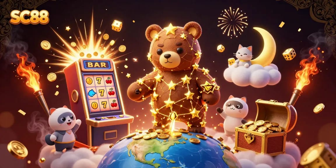SC88 brings excitement to the slots with a winning constellation bear and dynamic casino elements.