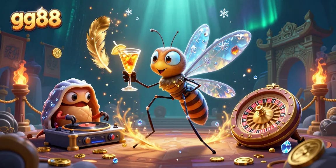Engage in thrilling gaming at gg88 with a vibrant 3D casino scene showcasing unique characters and elements.