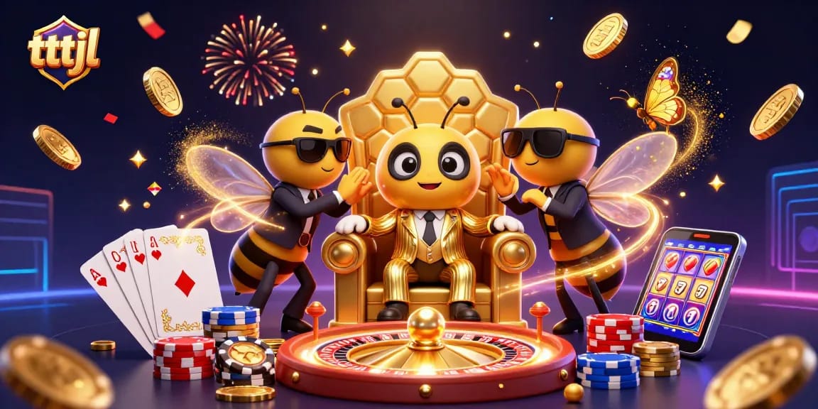 Experience thrilling tttjl casino action with a bumblebee mob boss surrounded by dazzling elements.