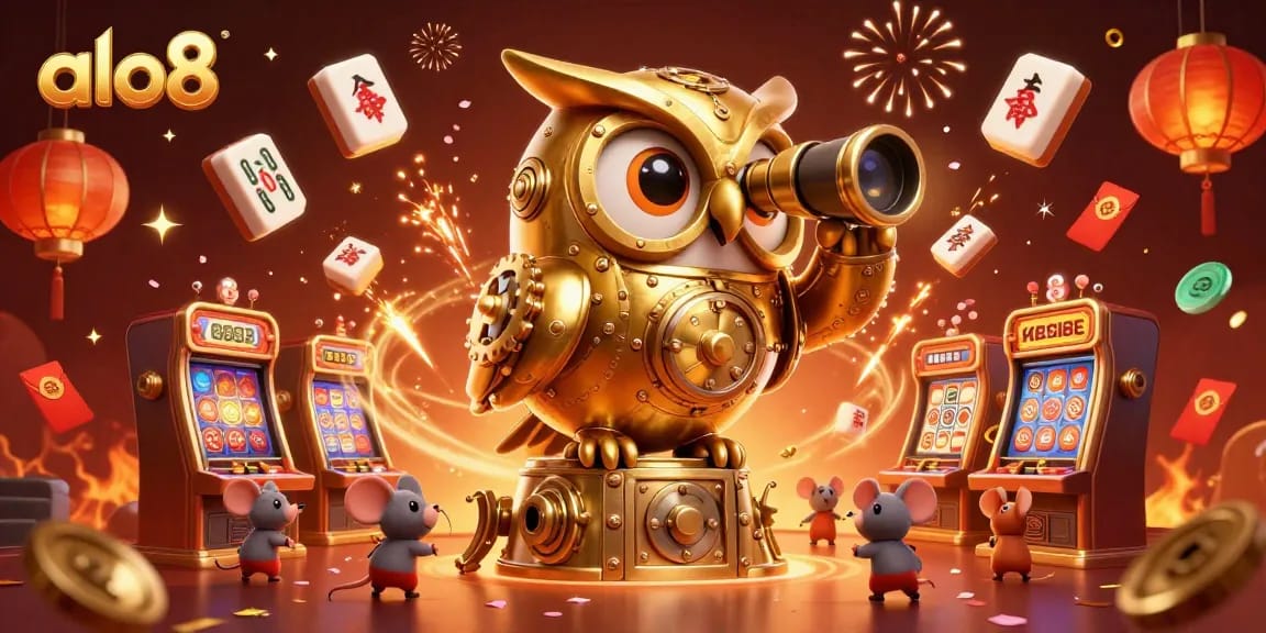 Experience the thrill of winning with alo8 amidst vibrant 3D illustration of a casino floor.
