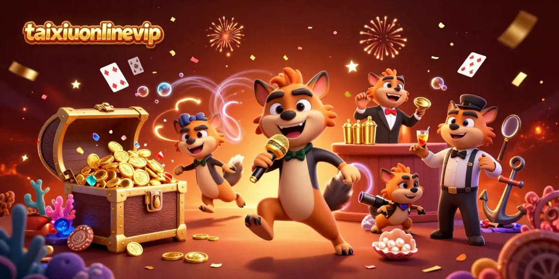Experience thrilling gameplay with taixiuonlinevip in this vibrant casino illustration featuring lively hyenas.