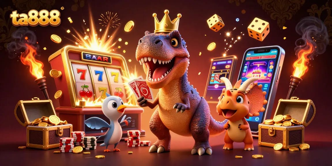 Experience jackpot thrills with ta888 as playful characters celebrate in a vibrant casino scene.