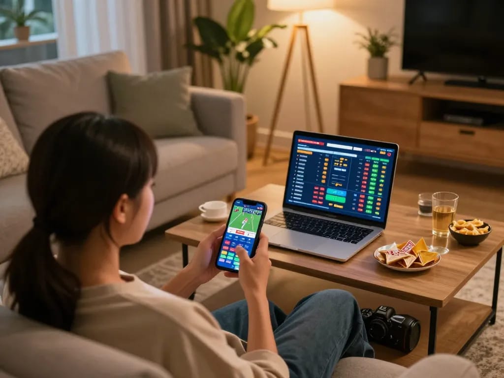 Bet on uk88 while enjoying a cozy home betting night with mobile devices and relaxed atmosphere