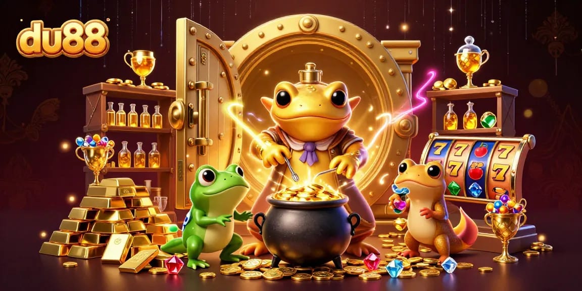 Experience du88's magical slots with a powerful salamander alchemist in a gold-filled adventure.