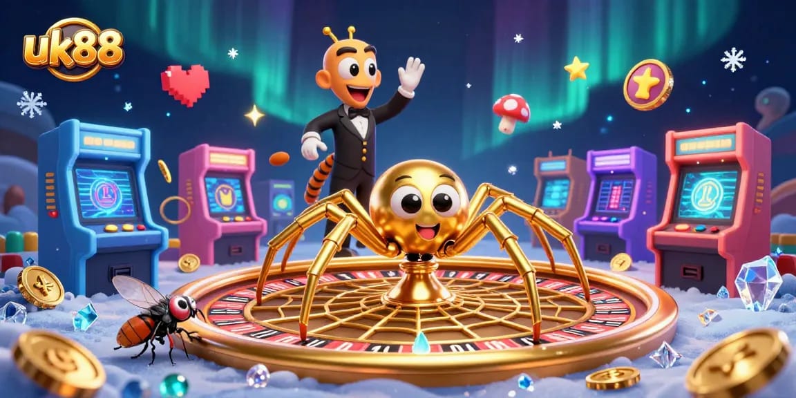 Experience uk88's thrilling bets with a golden spider, roulette web, and dynamic game elements