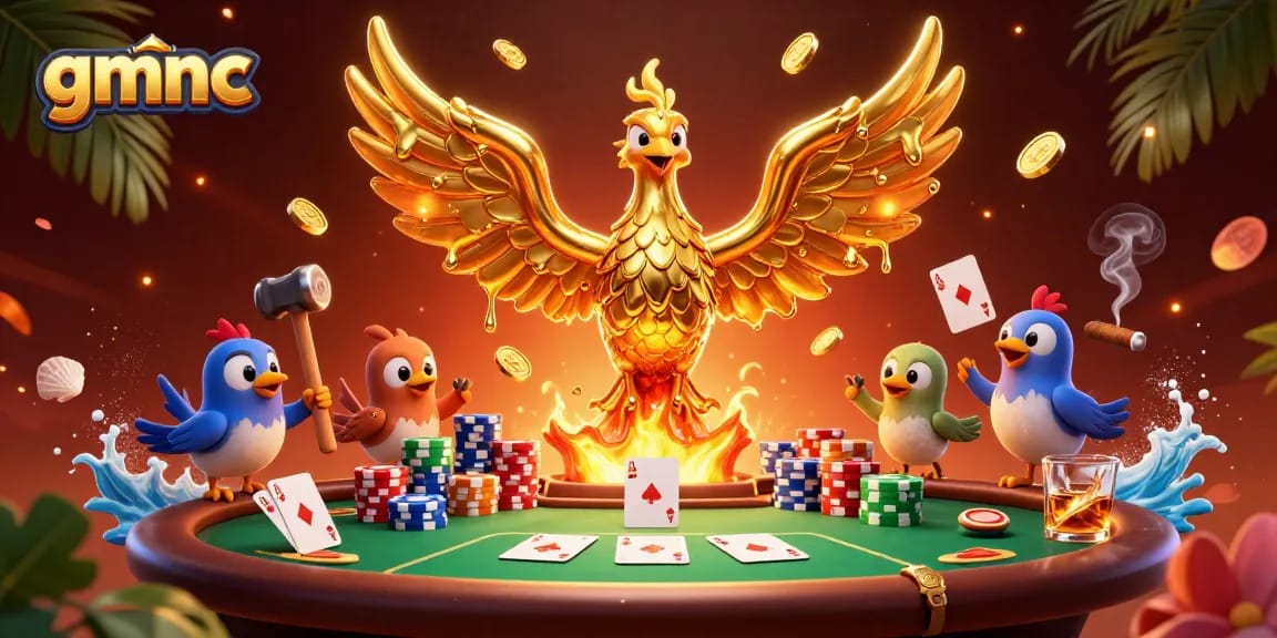 Experience thrilling gameplay at GMNC with a molten gold phoenix and exciting poker elements.
