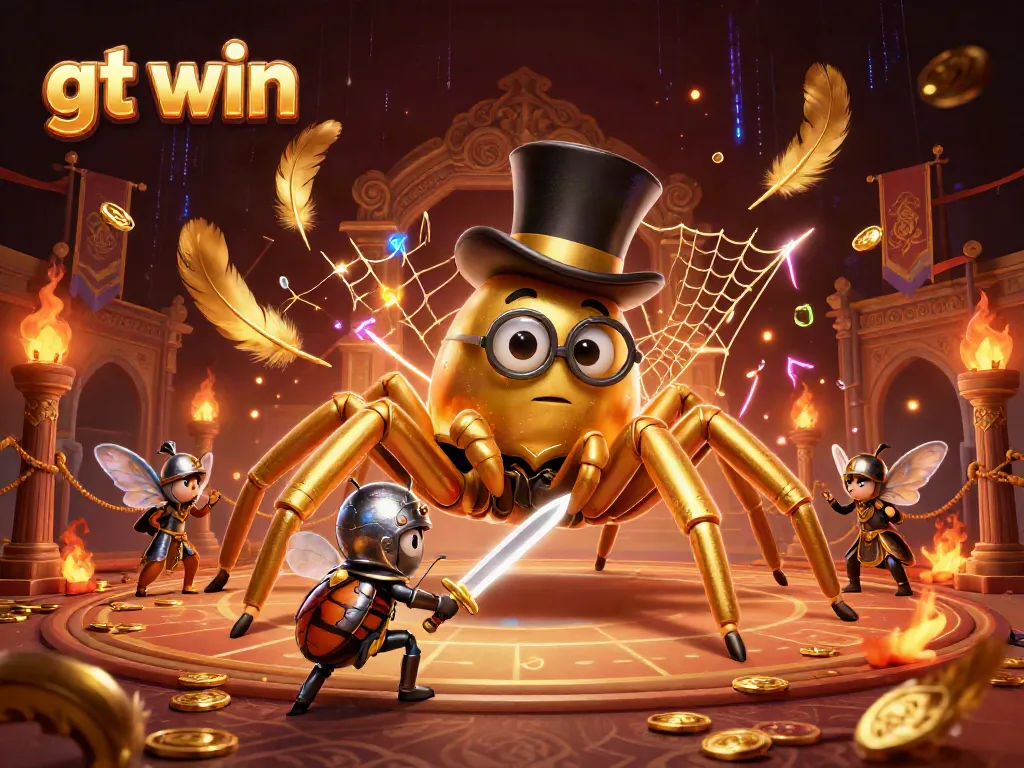 Engage with the vibrant world of gt win as a golden tarantula weaves a web of fortune in this immersive casino scene.
