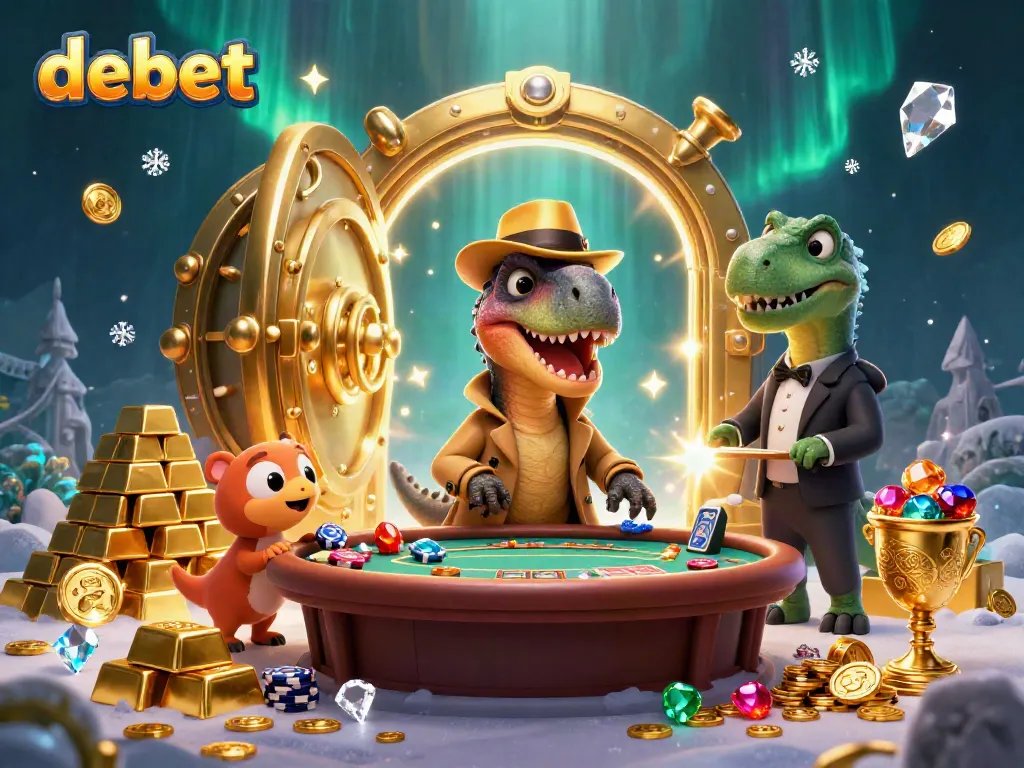 Experience thrilling blackjack action with debet featuring vibrant dinosaurs in a dynamic casino scene.
