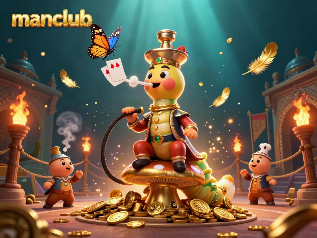 Experience gaming excitement with manclub's enchanting casino environment featuring colorful characters.