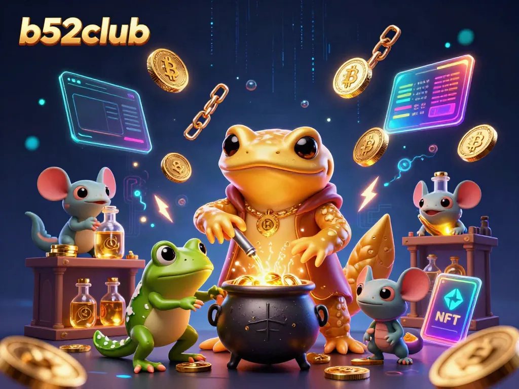 Play games and enjoy the magic of b52club with a golden salamander alchemist and its mystical companions.
