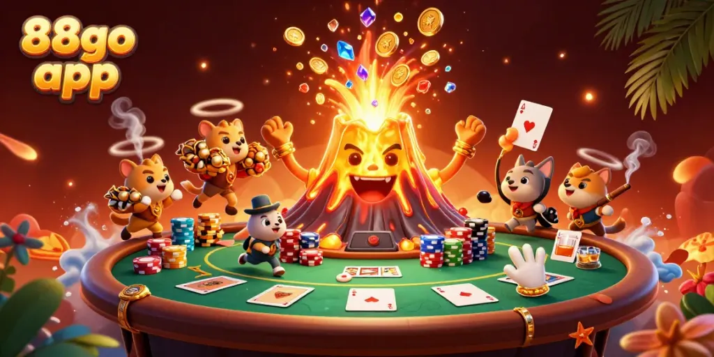 Win big with the 88go app at a vibrant casino scene filled with treasure and excitement.
