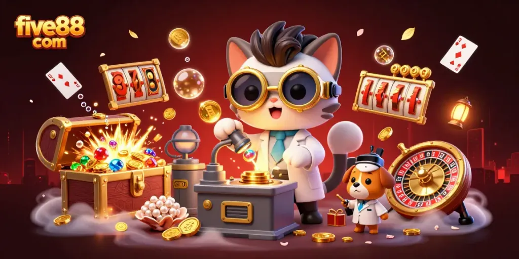 Experience thrilling wins on five88 com with vibrant gold coin explosions and exciting slot game elements.