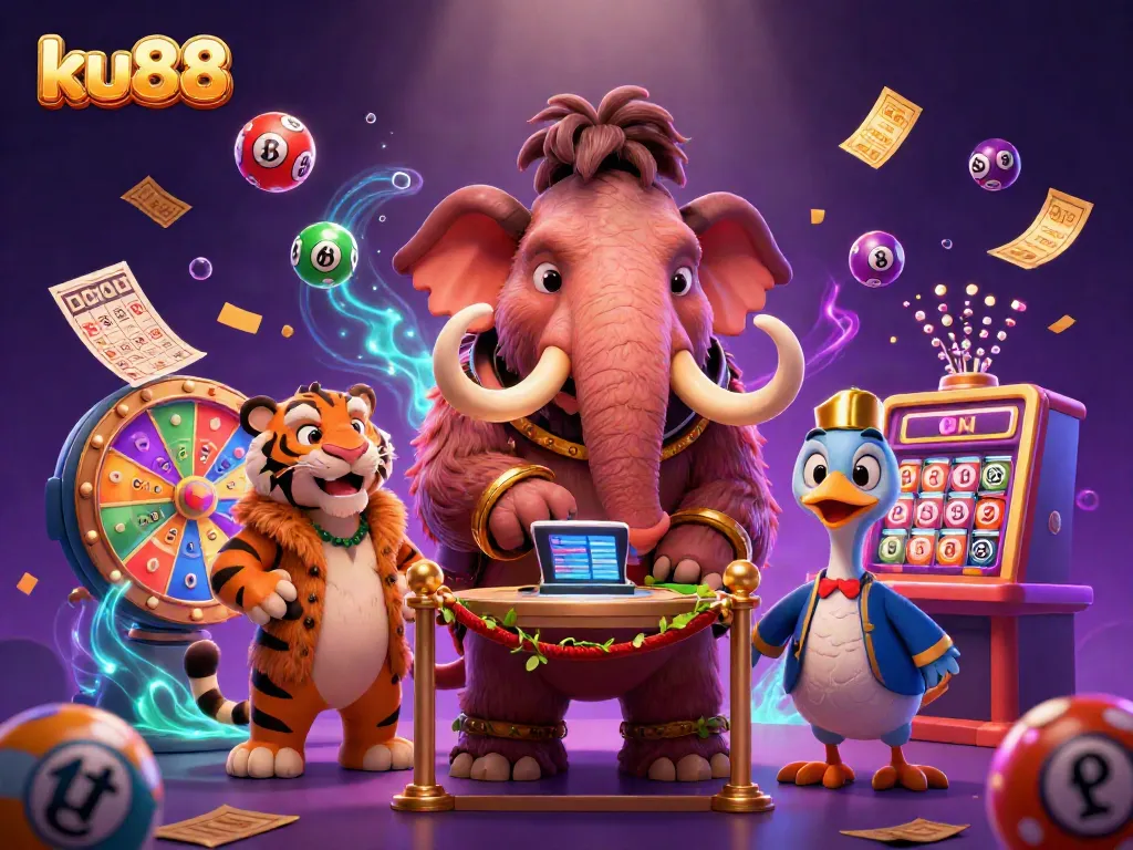 Experience the dynamic excitement of ku88 with a vibrant illustration of casino characters at the door.