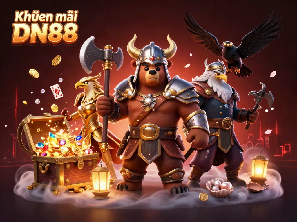 Join Khuyến mãi DN88 for an exciting online gaming experience filled with vibrant characters and casino elements.