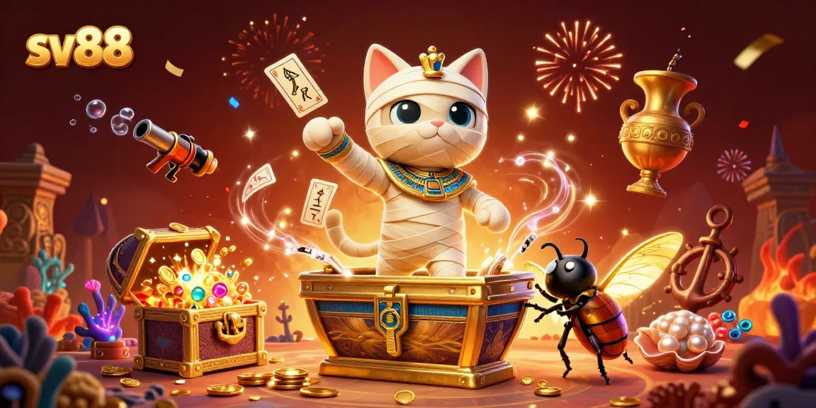 Spin the reels with sv88's extravagant mummy cat casino adventure filled with treasures.