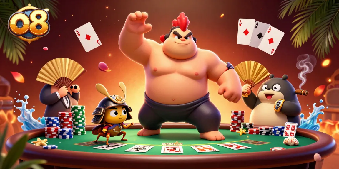 Engaging in intense poker action at o8 with vibrant characters in a dynamic casino scene.