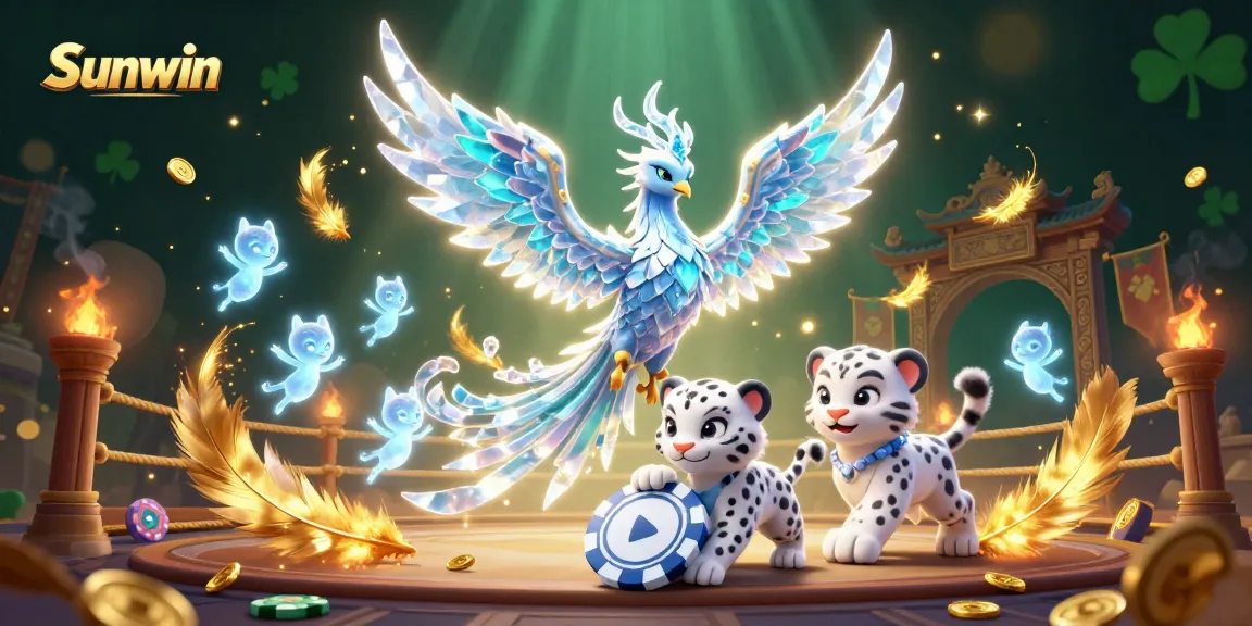 Engage with Sunwin through an immersive scene filled with vibrant casino elements and enchanting characters.