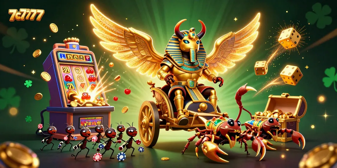 Engage with the thrilling world of 7c7777 casino games featuring a colossal golden scarab and jackpot excitement.