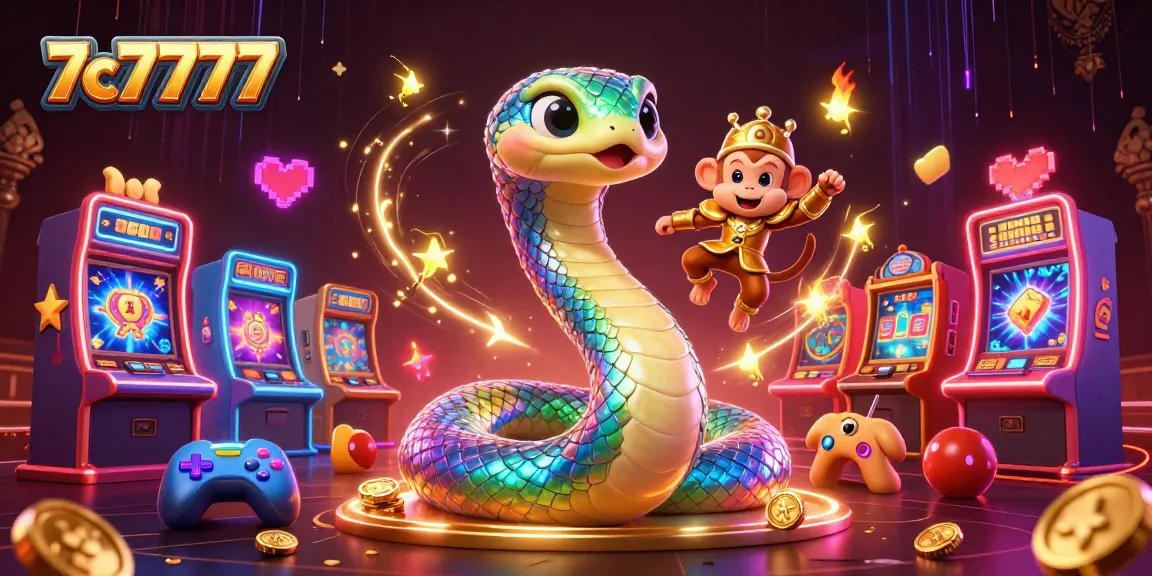 Join the playful monkey king and rainbow serpent on 7c7777's vibrant slot adventures filled with magic and excitement.
