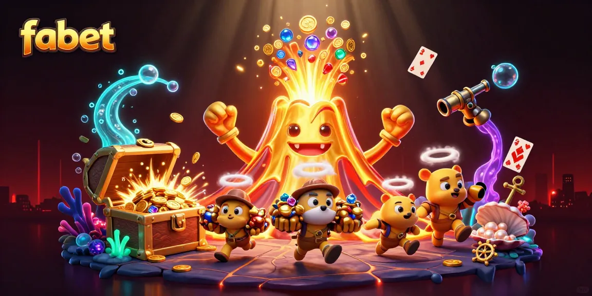 Spin the reels with fabet's vibrant casino scene featuring treasures and adventure.
