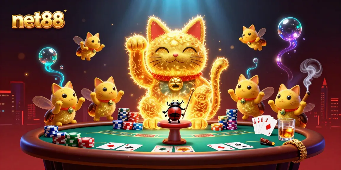 Experience the magic of net88 with vibrant casino elements brought to life in a stunning illustration.