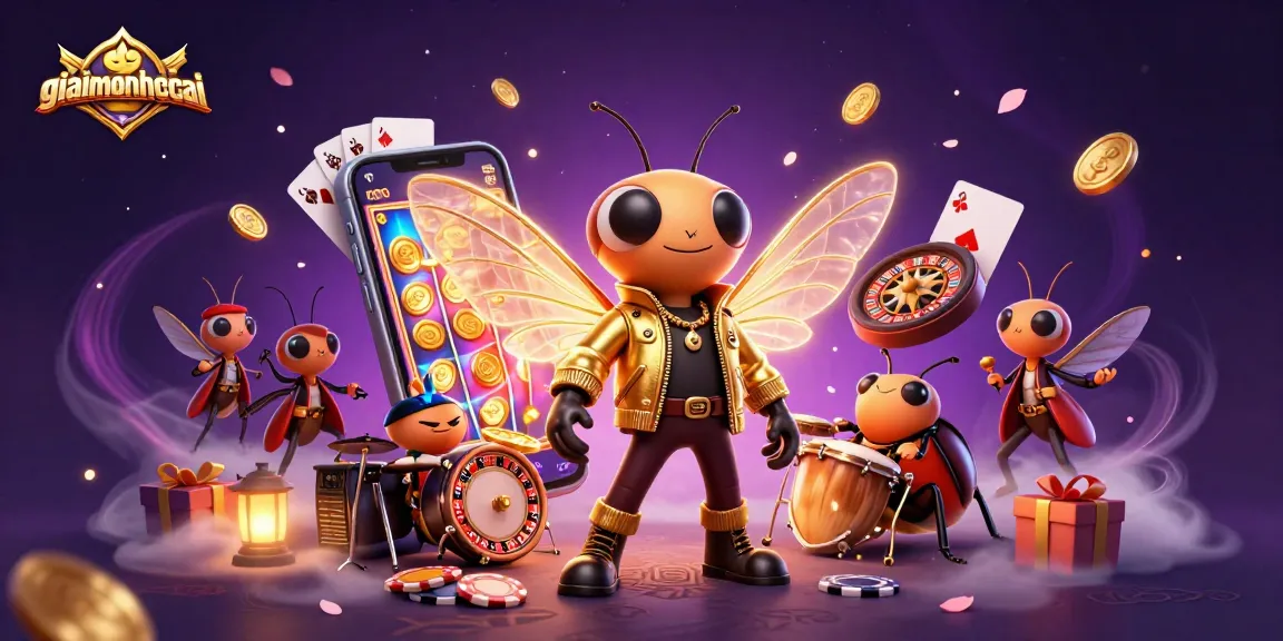 Play exciting games and win big with giaimanhacai's vibrant casino illustration, featuring dynamic slot action.