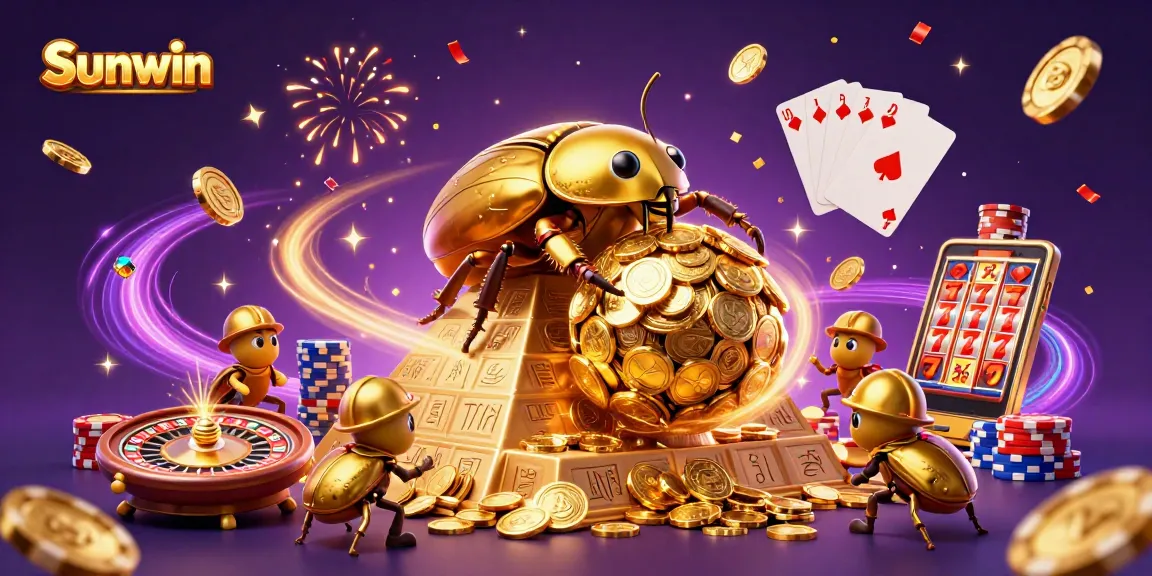 Experience thrilling gameplay at Sunwin with golden coins, jackpot symbols, and vibrant casino elements.