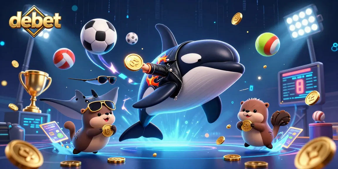 Experience the thrill of debet betting with animated casino characters and dynamic sports elements.