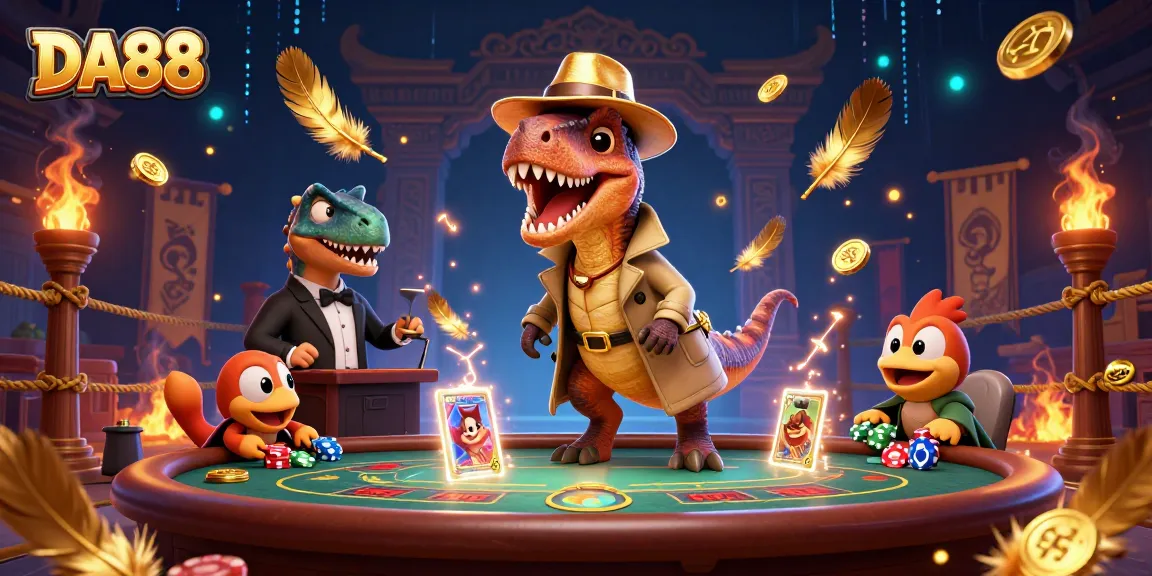 DA88 showcases a thrilling blackjack scene with a velociraptor card counter in action.