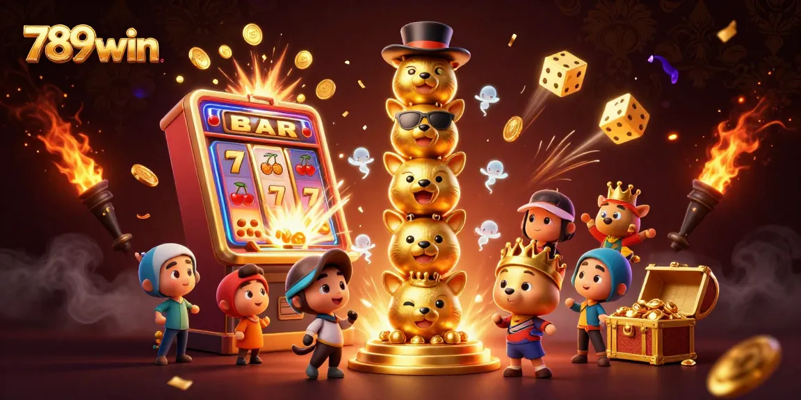 Experience the thrill of gaming at 789win with vibrant casino elements exploding around a golden totem.