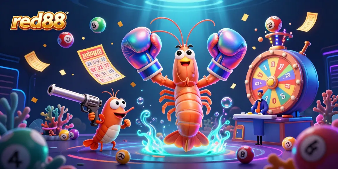 Experience thrilling games at red88 with colorful lottery elements and vibrant characters in a casino scene.