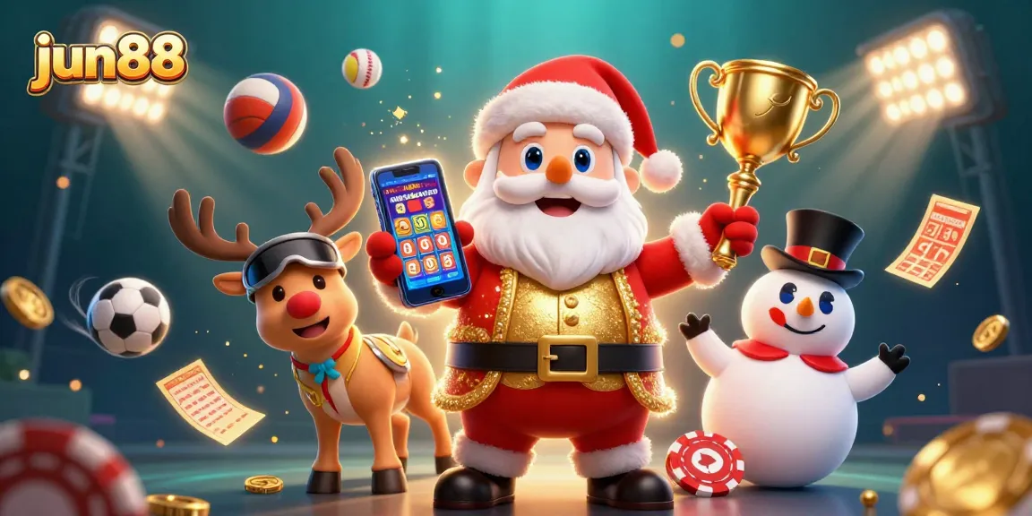 Experience the excitement at jun88 with festive characters celebrating jackpot slots in a dynamic casino scene.