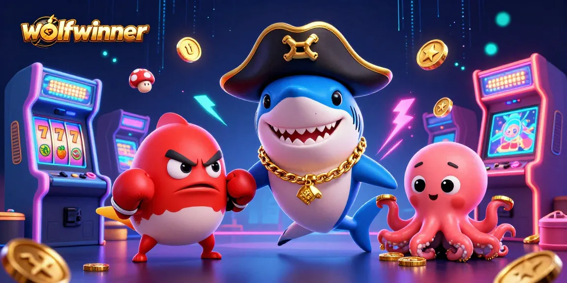 Engage with wolfwinner's thrilling casino adventure featuring a vibrant 3D pirate-themed illustration.