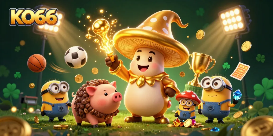 Experience thrilling sports magic in KO66 with golden wizard and treasure-hunting pig!
